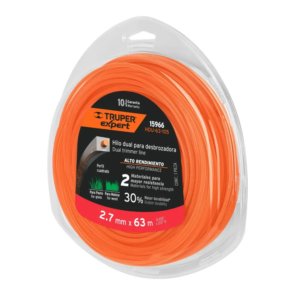 [15966] Rollo de hilo para desbrozadora, 2.7 mm x 63m, Truper Expert HDU-63-105