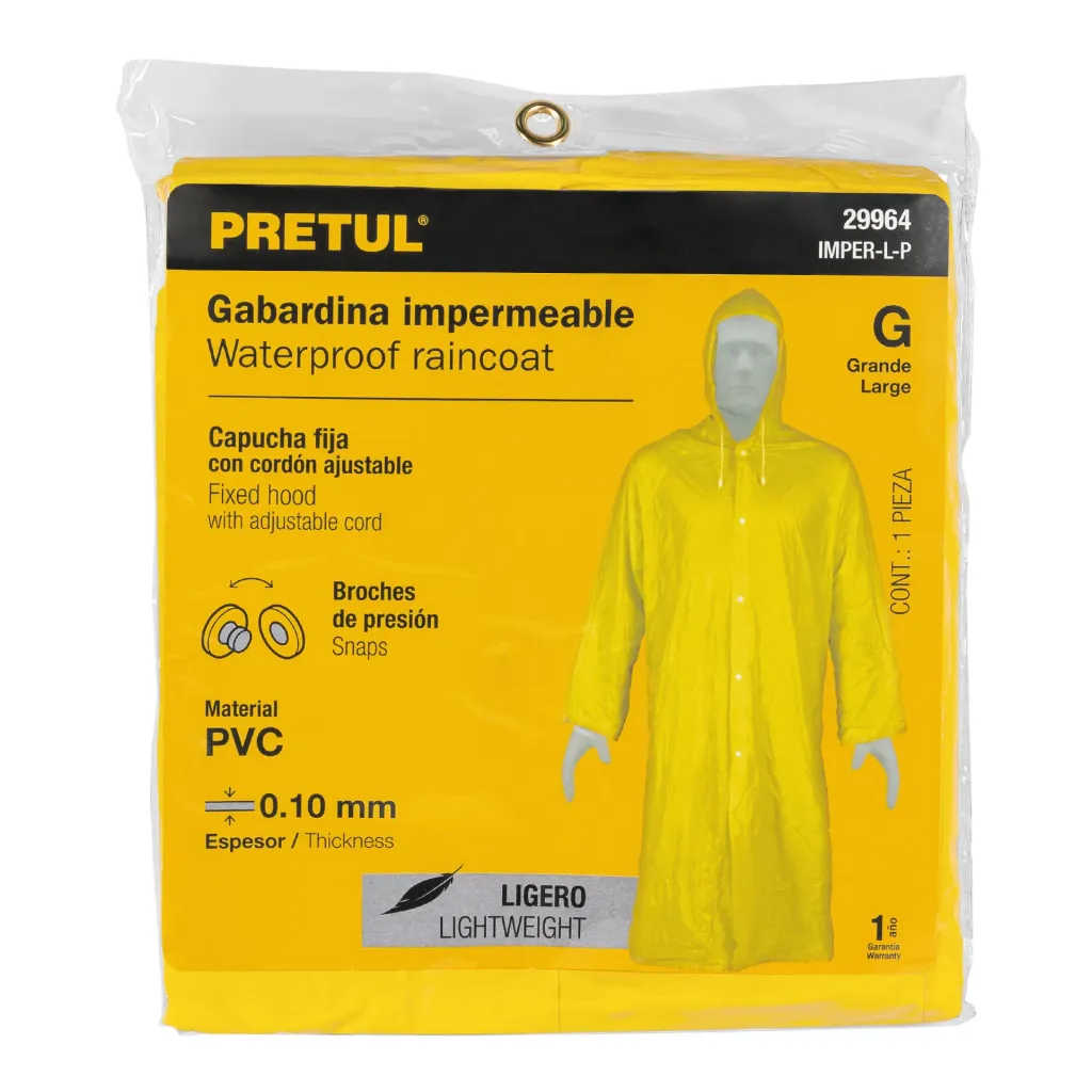 Gabardina impermeable ligera de PVC, talla G, Pretul IMPER-L-P