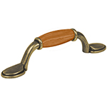 Jaladera de 76 mm latón antiguo con inserto tipo madera JAL-0631