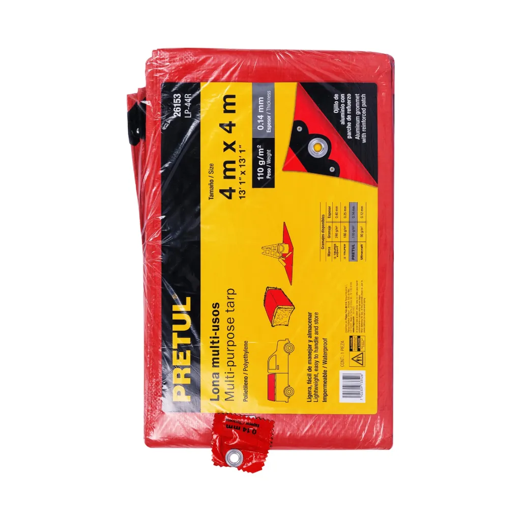 Lona 4 x 4 m, roja, Pretul LP-44R