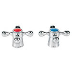 Juego de 2 manerales metálicos tipo cruceta p/lavabo, Basic MM-800