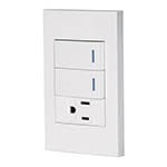 Placa armada 2 interruptores,1 contacto,1mod,Española,blanco PA-APCO-E2B