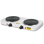 Parrilla eléctrica doble quemador tipo disco, blanca,Volteck PAEL-2CD