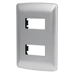 Placa 2 módulos de ABS, línea italiana, color plata, Volteck PPDO-IP