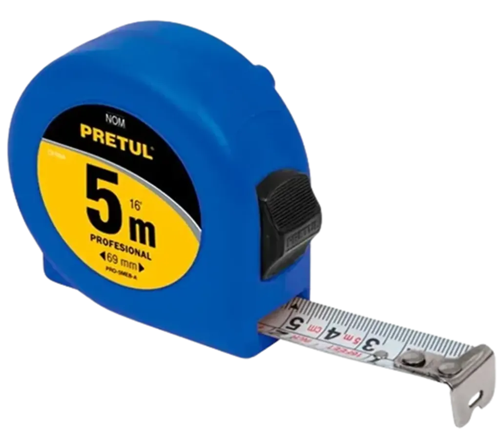 Flexómetro 5 m cinta 19 mm, display box con 12 pzas, Pretul PRO-5MEC