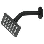 Regadera cuadrada 4', acero inox, con brazo, negro, Túbig R-413M