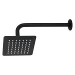 Regadera cuadrada 6', acero inox, con brazo, negro, Túbig R-414M