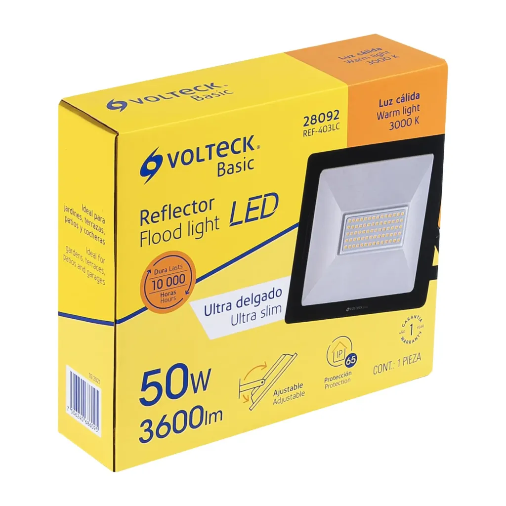 Reflector ultra delgado LED 50 W luz cálida, Volteck Basic REF-403LC
