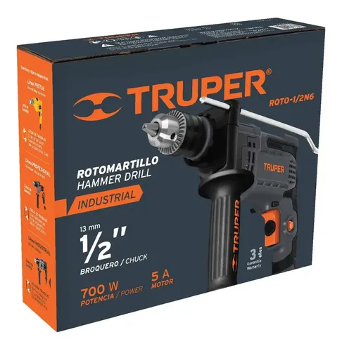 Rotomartillo 1/2' 700 W, industrial, Truper ROTO-1/2N6