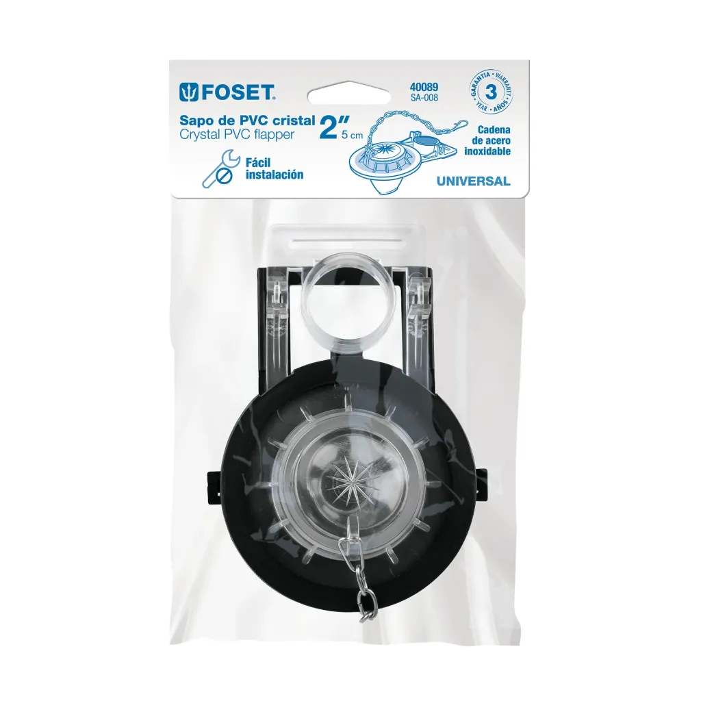 Sapo para WC de 2', PVC transparente con cadena inoxidable SA-008