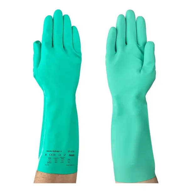Guante verde de nitrilo solvex 15mils talla 8