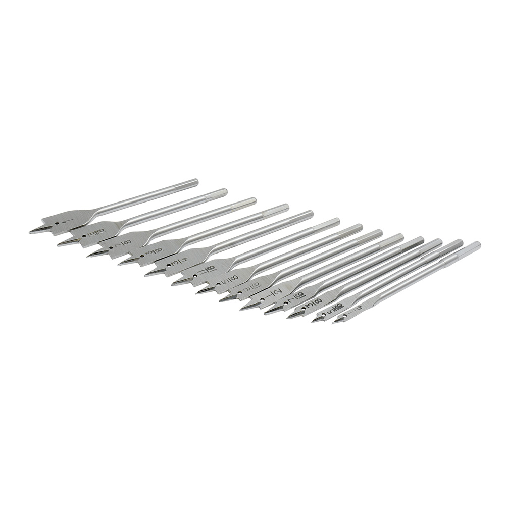 Juego  de 13 brocas para madera tipo manita plana zanco hexagonal