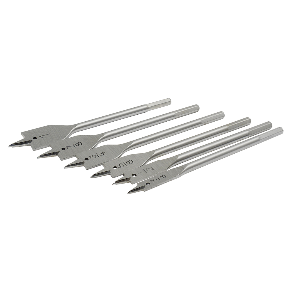 Juego  de 6 brocas para madera tipo manita plana zanco hexagonal