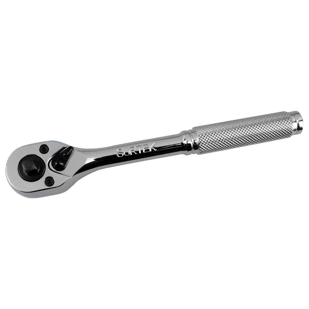 Matraca doble para dados cuadro de 1/4" y 3/8", cabeza tipo pera, mango moleteado