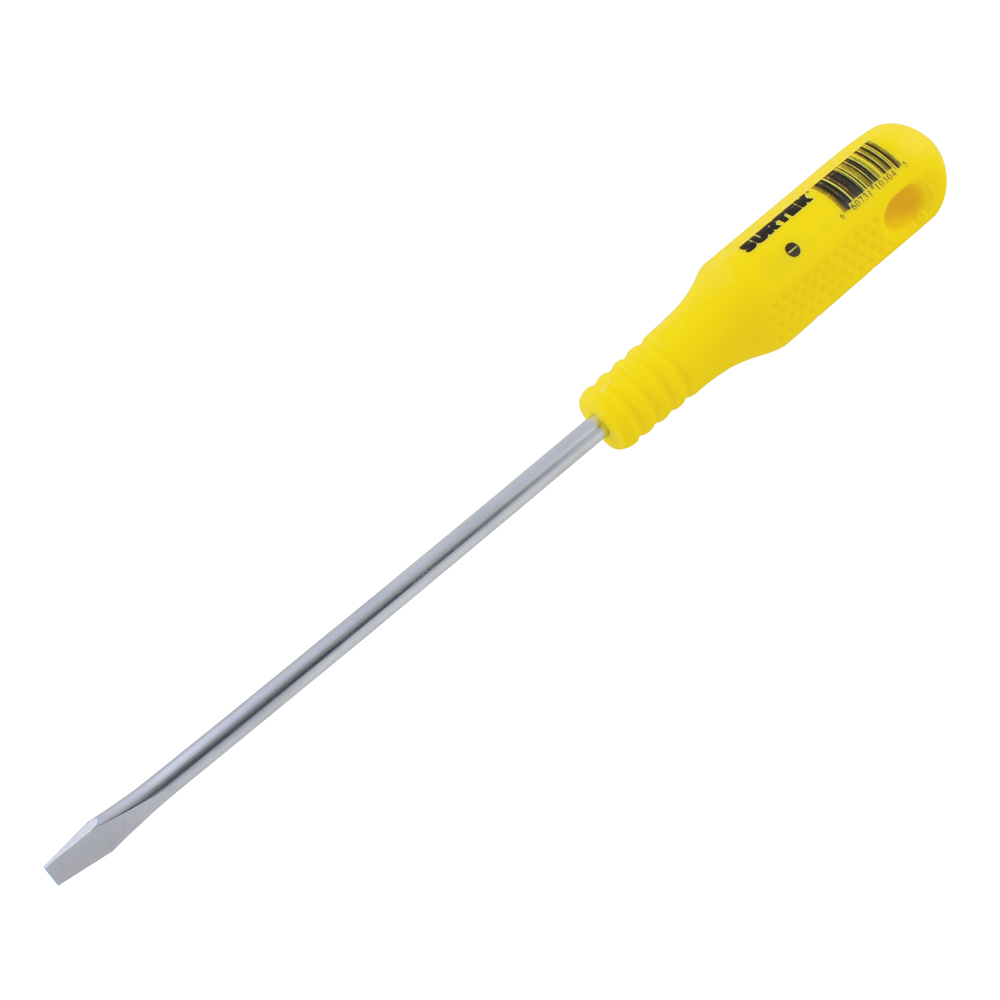 Destornillador con mango amarillo, punta plana barra redonda 5/16" x 10"