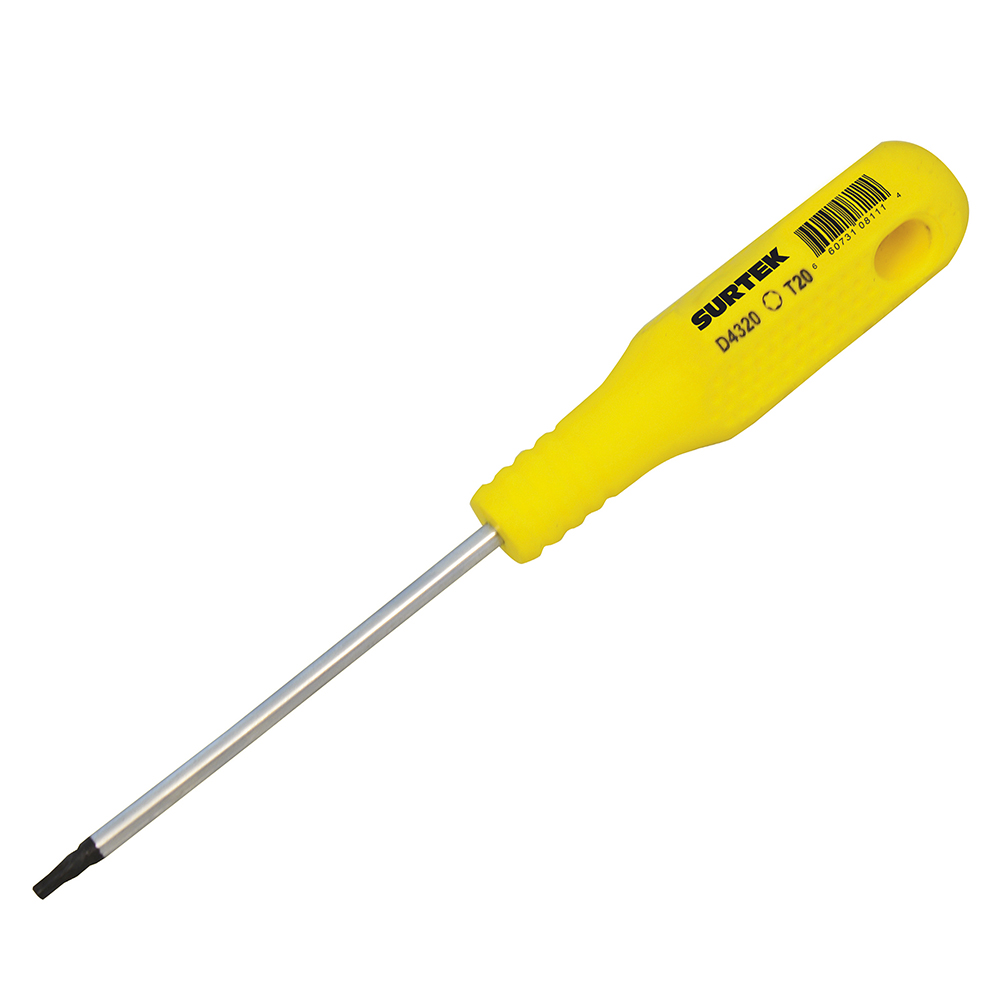 Destornillador con mango amarillo, punta Torx  T20 x 4"