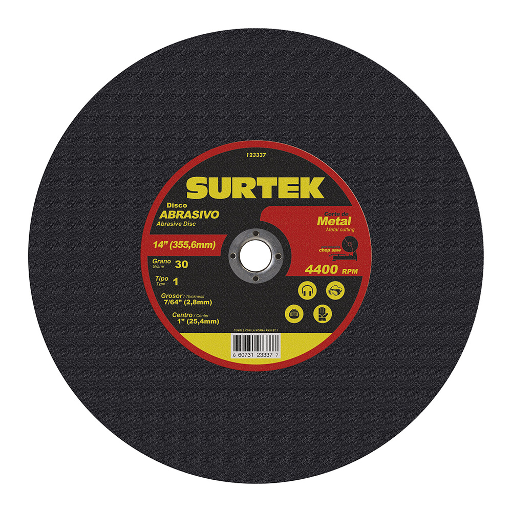 Disco abrasivo tipo 1 para metal 14" x 7/64"