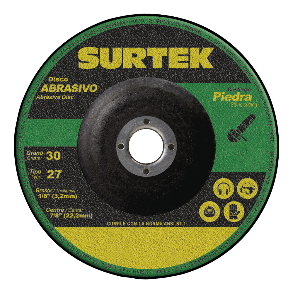 Disco abrasivo tipo 27 para piedra 7" x 1/8"