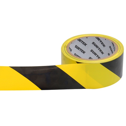 [138060] Cinta de señalización de adhesivo acrílico ancho 2" de 18 m, color negro/amarillo