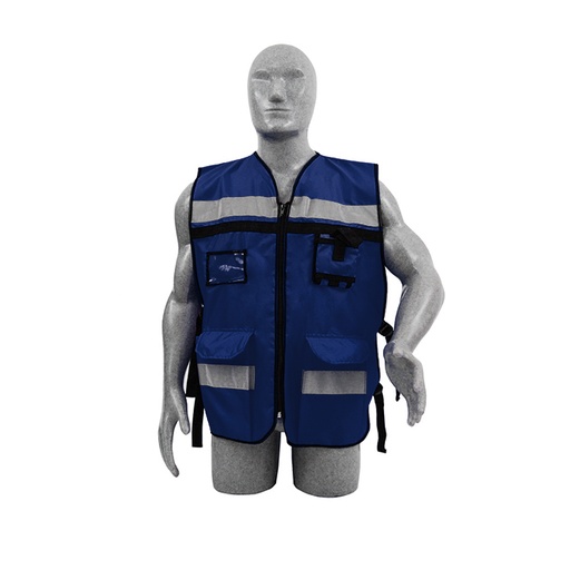 [137589] Chaleco de seguridad tipo supervisor abierto con reflejante azul unitalla