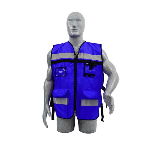 [137592] Chaleco de seguridad tipo supervisor abierto con reflejante azul rey unitalla