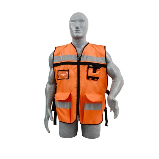 [137591] Chaleco de seguridad tipo supervisor abierto con reflejante naranja unitalla