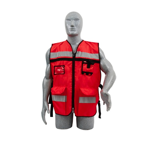 [137593] Chaleco de seguridad tipo supervisor abierto con reflejante rojo unitalla