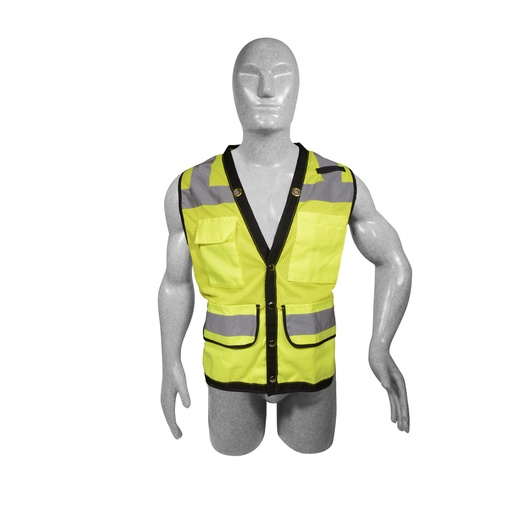 [137549] Chaleco de seguridad tipo supervisor cerrado de alta visibilidad amarillo unitalla