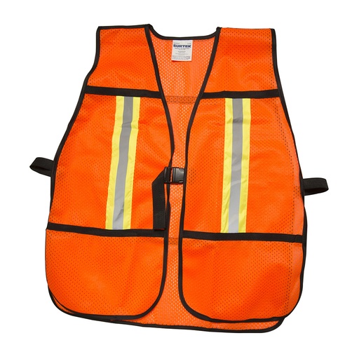 [137376] Chaleco de seguridad de malla de poliéster con correas ajustables naranja unitalla
