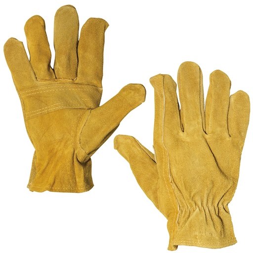 [137387] Guantes tipo soldador de piel de carnaza con forro interno puño largo