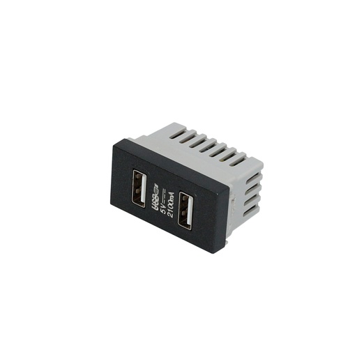 [P617N] Módulo USB doble 1/3, línea Premium, color negro