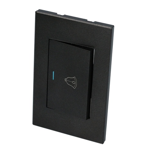[P618N] Placa para timbre 1/1, línea Premium, color negro