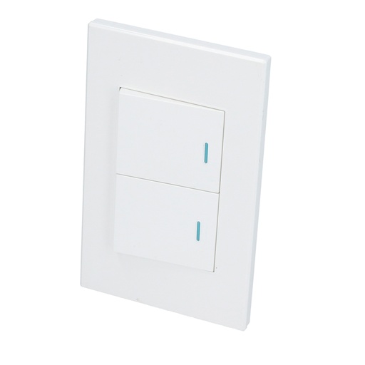 [P622B] Placa 2 Switch 1/2, línea Premium, color blanco