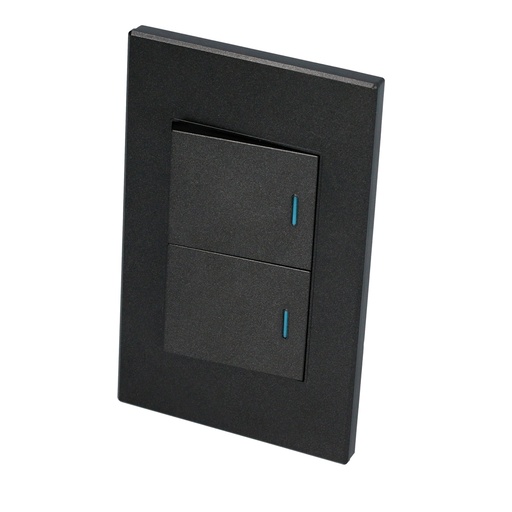 [P622N] Placa 2 Switch 1/2, línea Premium, color negro