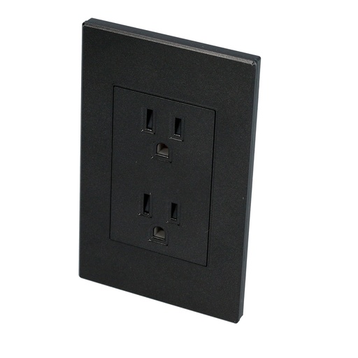 [P627N] Placa contacto dúplex, línea Premium, color negro