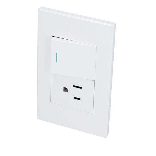 [P624B] Placa 1 Switch 1 contacto 1/2, línea Premium, color blanco
