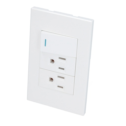 [P625B] Placa 1 Switch 2 contactos 1/3, línea Premium, color blanco
