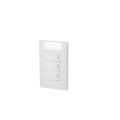 [P423B] Placa 3 Switch 1/3, línea  Americana, color blanco