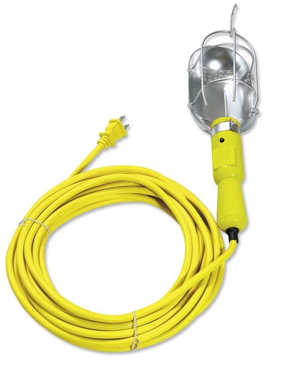 [136097] Lámpara de taller con canastilla metálica, color amarillo 15 m