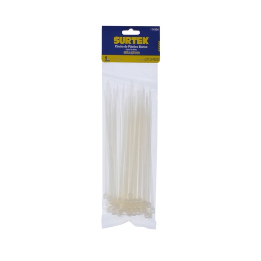 [114206] Cinchos plásticos 160 x 4.8 mm, tensión 27 Kg de 50 piezas color natural