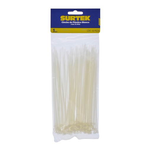 [114202] Cinchos plásticos 165 x 2.5 mm, tensión 8 Kg de 100 piezas, color natural