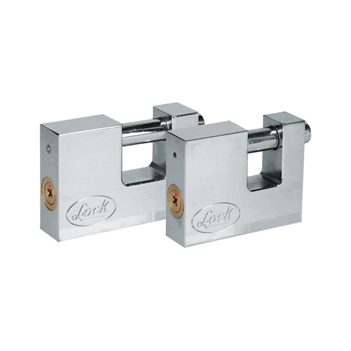 [J2CC] Juego de 2 candados para cortina 80 mm, cromo satinado, llave estándar