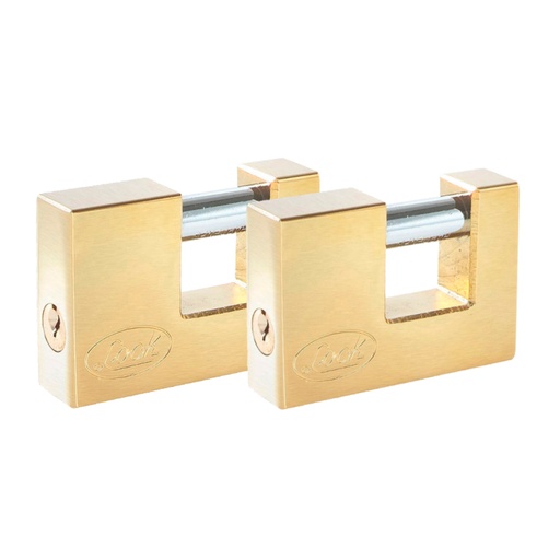 [J2CCL] Juego de 2 candados para cortina 80 mm, latón brillante, llave estándar