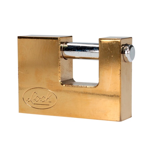 [L22C70ELBB] Candado de acero para cortina 70 mm, latón brillante, llave estándar
