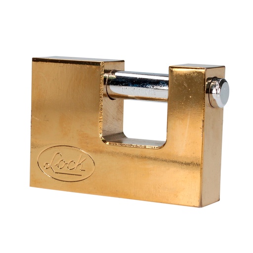 [L22C80ELBB] Candado de acero para cortina 80 mm, latón brillante, llave estándar
