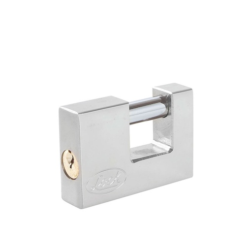 [L22C80ECSB] Candado de acero para cortina 80 mm, cromo satinado, llave estándar