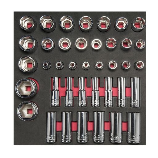 [CH207] Juego de dados cortos y largos cuadro de 1/2" métricos, 39 piezas