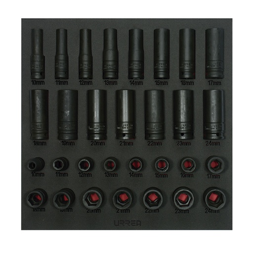 [CH219] Juego de dados de impacto cortos y largos métricos cuadro de 1/2", 30 piezas