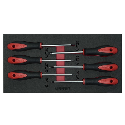 [CH129] Juego de destornilladores mango bimaterial punta Torx, 6 piezas
