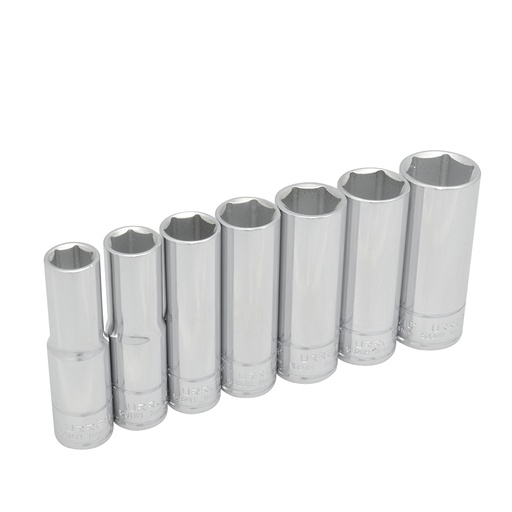 [5300H] Juego de dados largos cuadro de 1/2", 6 puntas, en pulgadas, en riel, 7 piezas